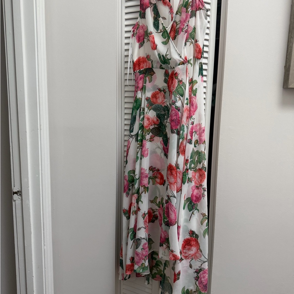 Calvin Klein Floral Midi Dress - White and Pink